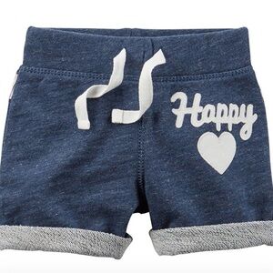 Carter’s Girls French Terry Shorts with Embroidered ‘Happy’ &  A Heart Size 8